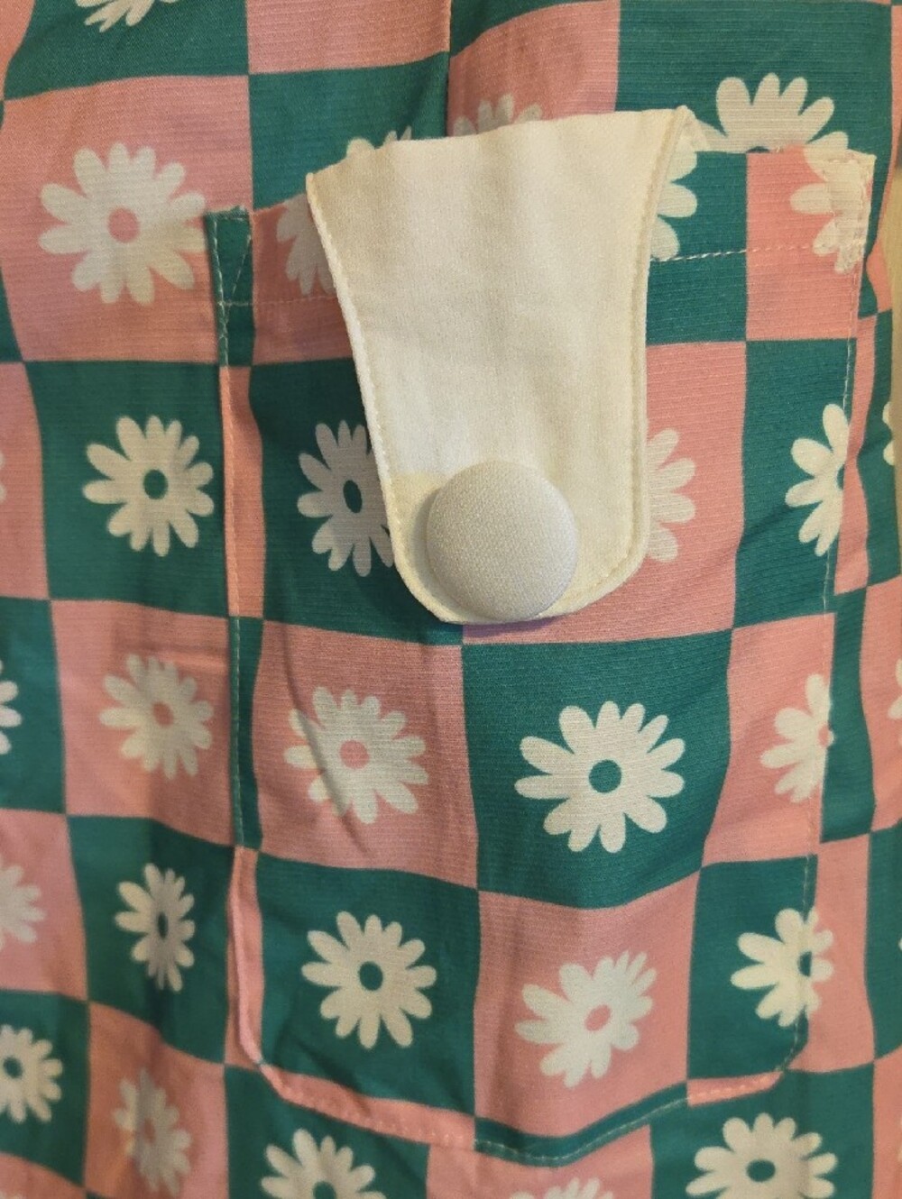 Smak Parlour Unique Vintage Pink & Green Retro Daisy Check Shift Dress - Picture 5 of 6